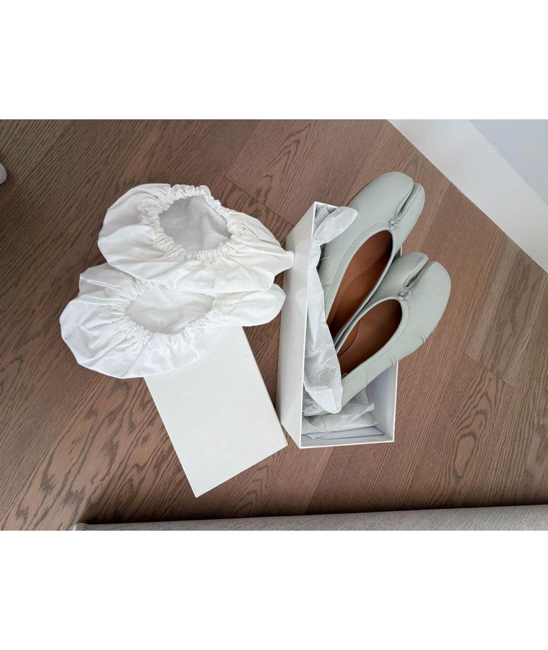 MAISON MARGIELA Голубые кожаные балетки, фото 6