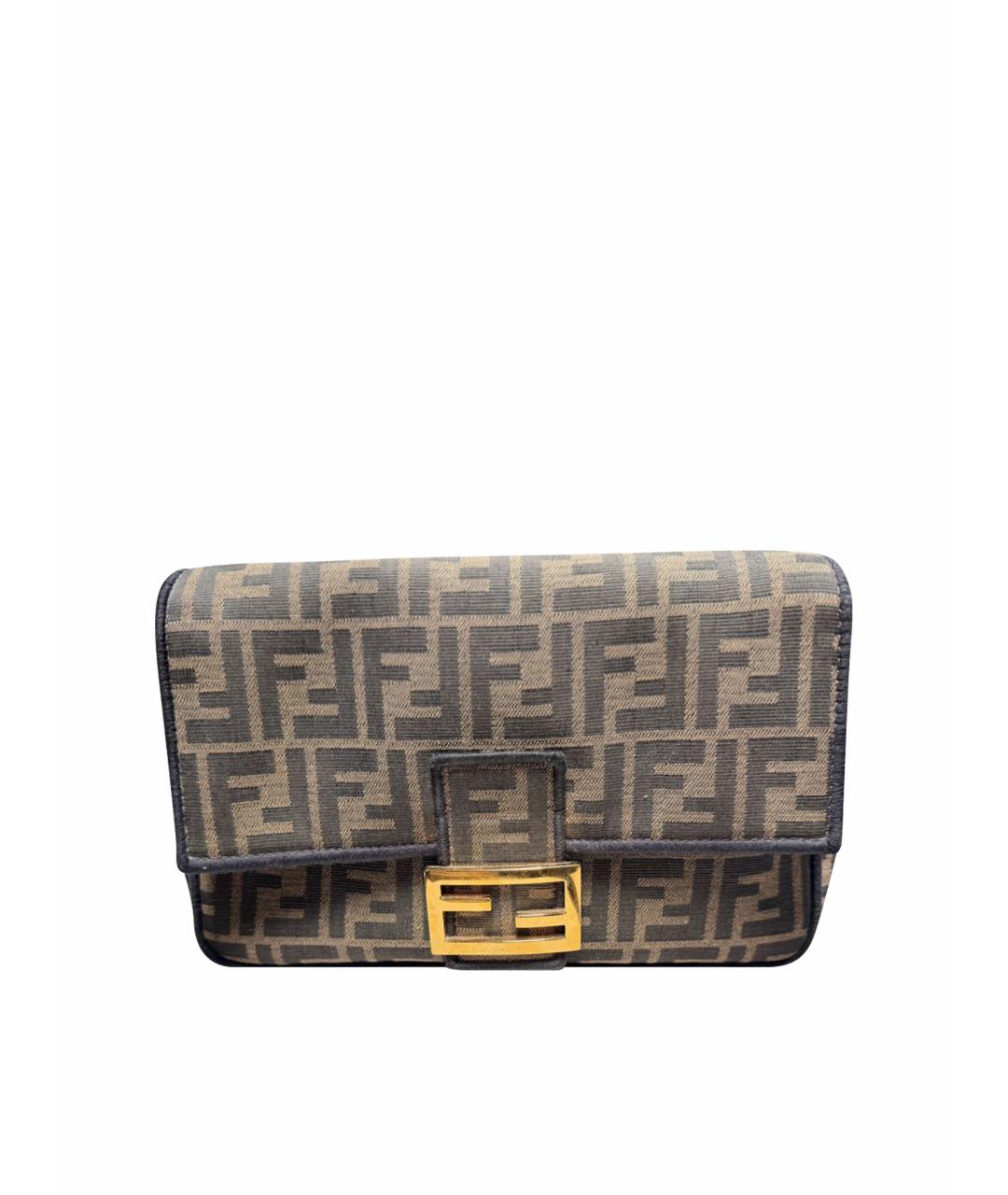 FENDI Коричневая твидовая сумка через плечо, фото 1