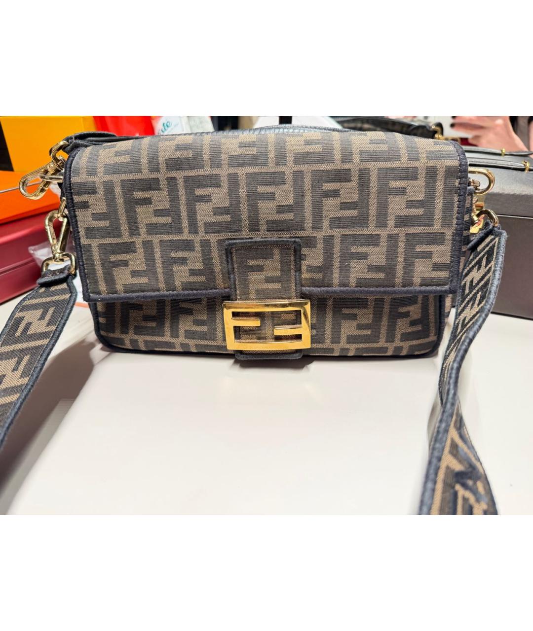 FENDI Коричневая твидовая сумка через плечо, фото 3
