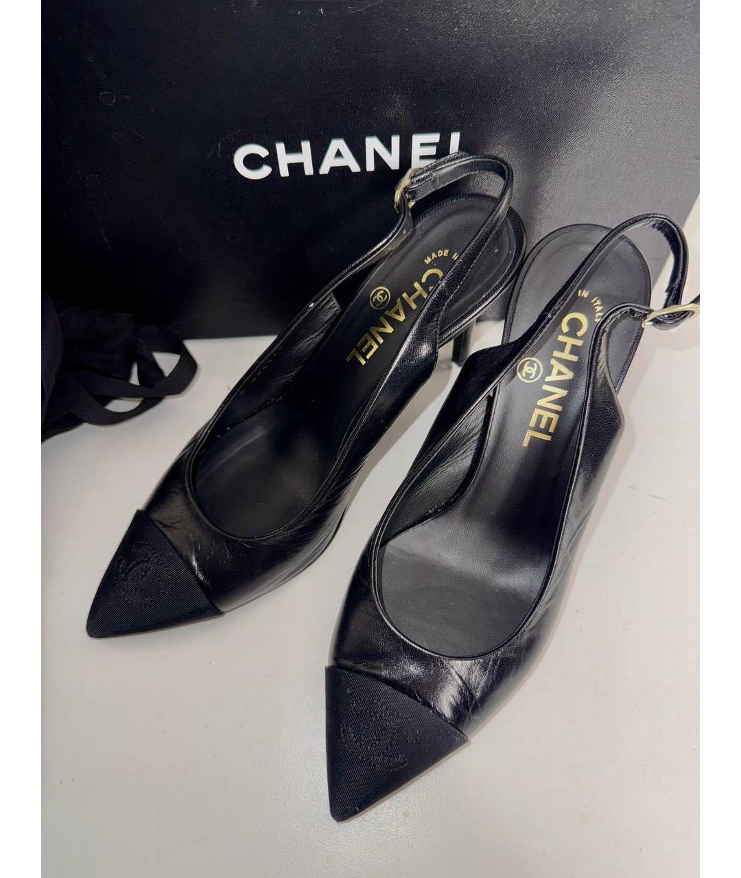 CHANEL Черные кожаные туфли, фото 5