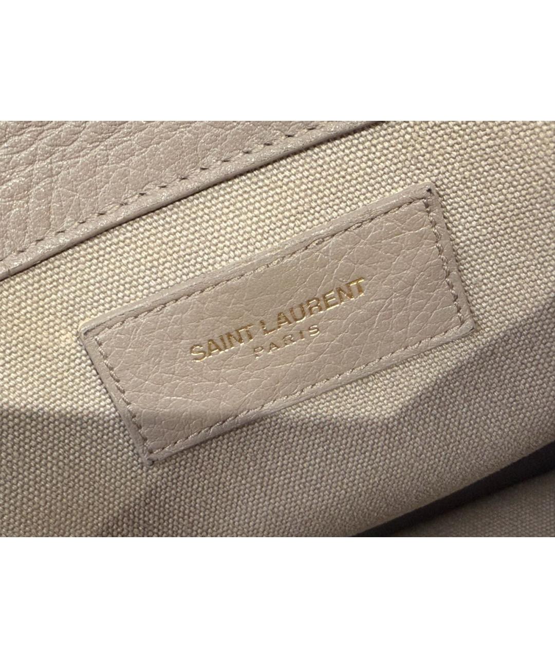 SAINT LAURENT Серая кожаная сумка с короткими ручками, фото 8