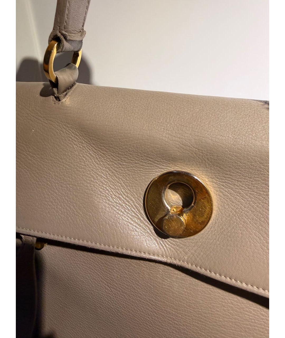 SAINT LAURENT Серая кожаная сумка с короткими ручками, фото 3