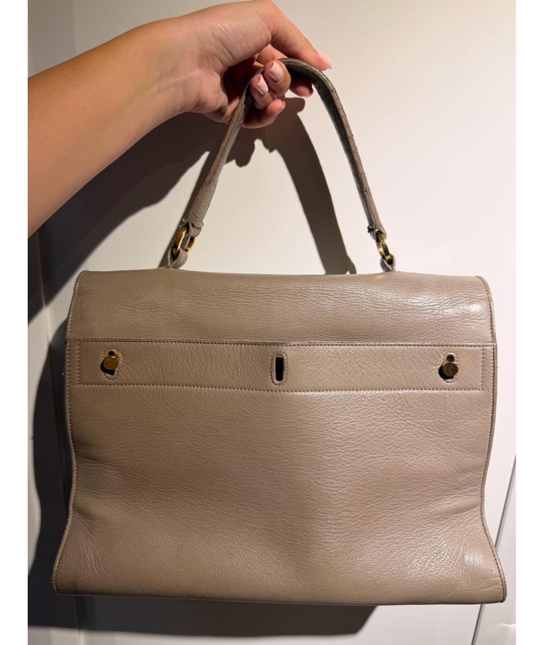 SAINT LAURENT Серая кожаная сумка с короткими ручками, фото 2