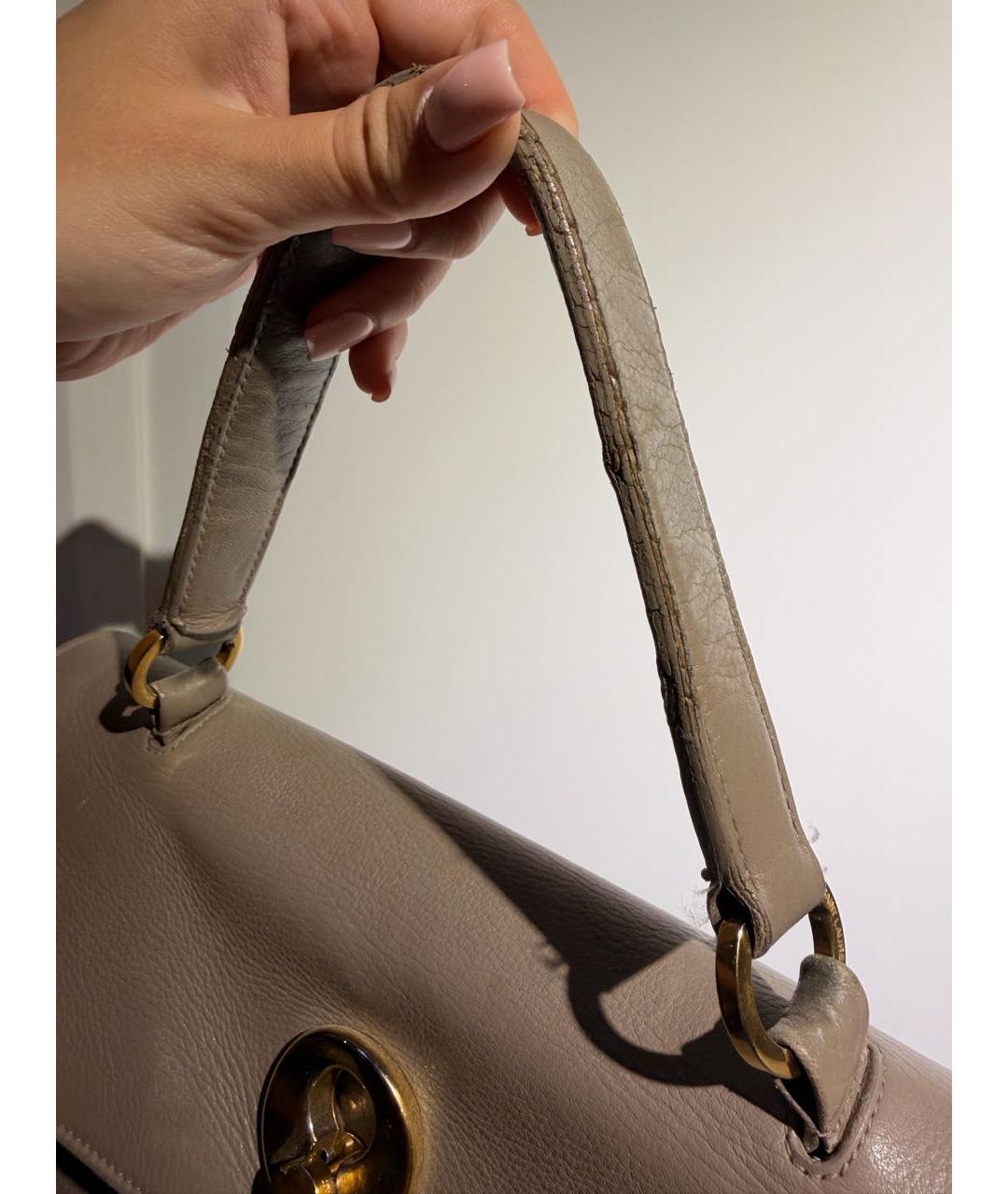 SAINT LAURENT Серая кожаная сумка с короткими ручками, фото 4