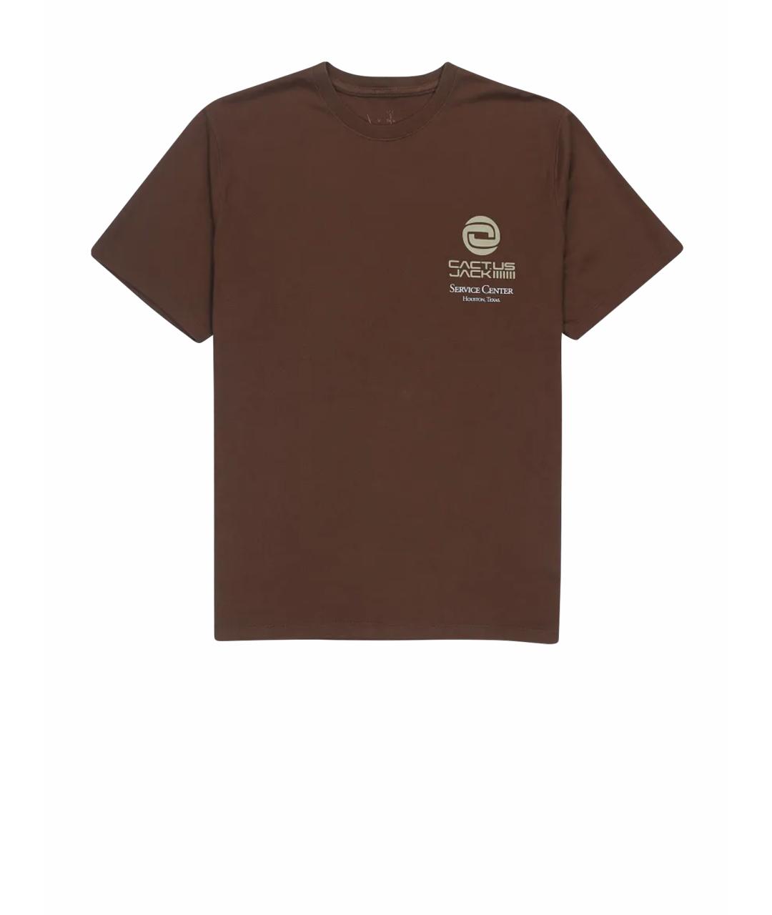 NIKE Коричневая хлопковая футболка, фото 1