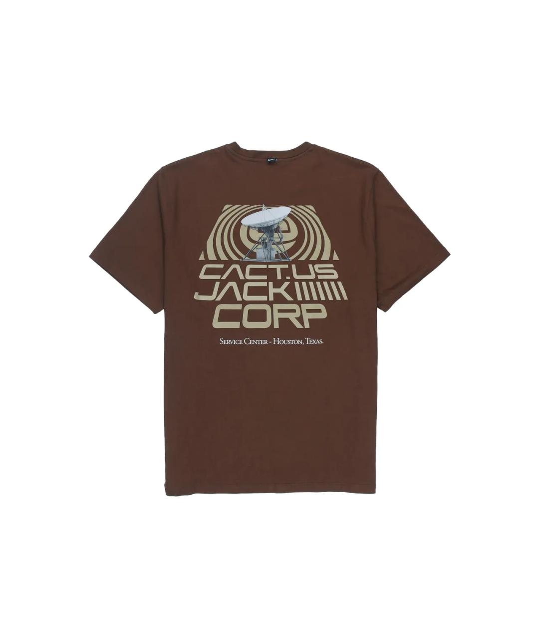 NIKE Коричневая хлопковая футболка, фото 2