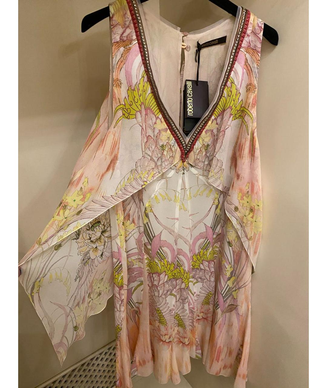 ROBERTO CAVALLI Розовое шелковое вечернее платье, фото 8