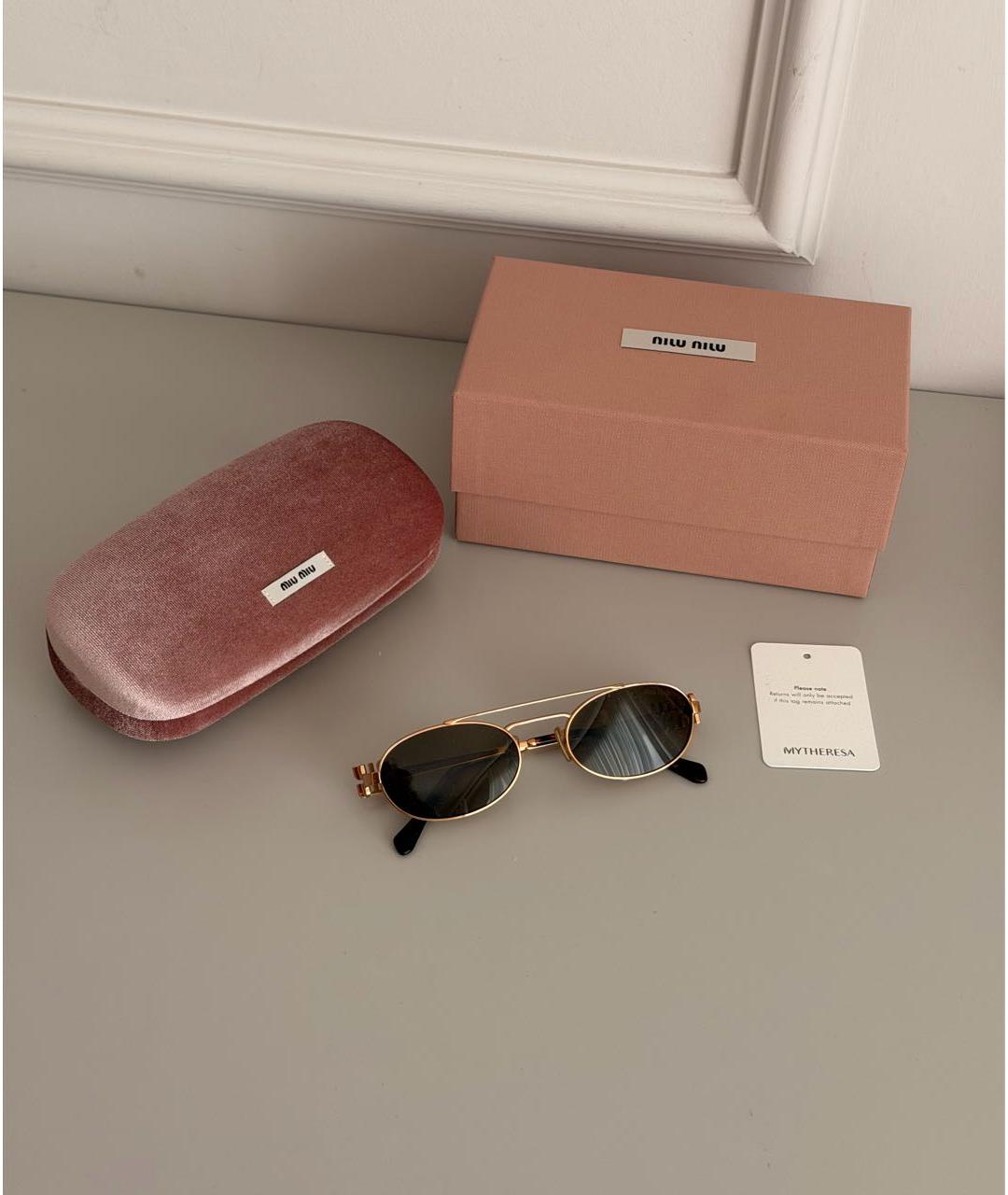 MIU MIU Коричневые металлические солнцезащитные очки, фото 2