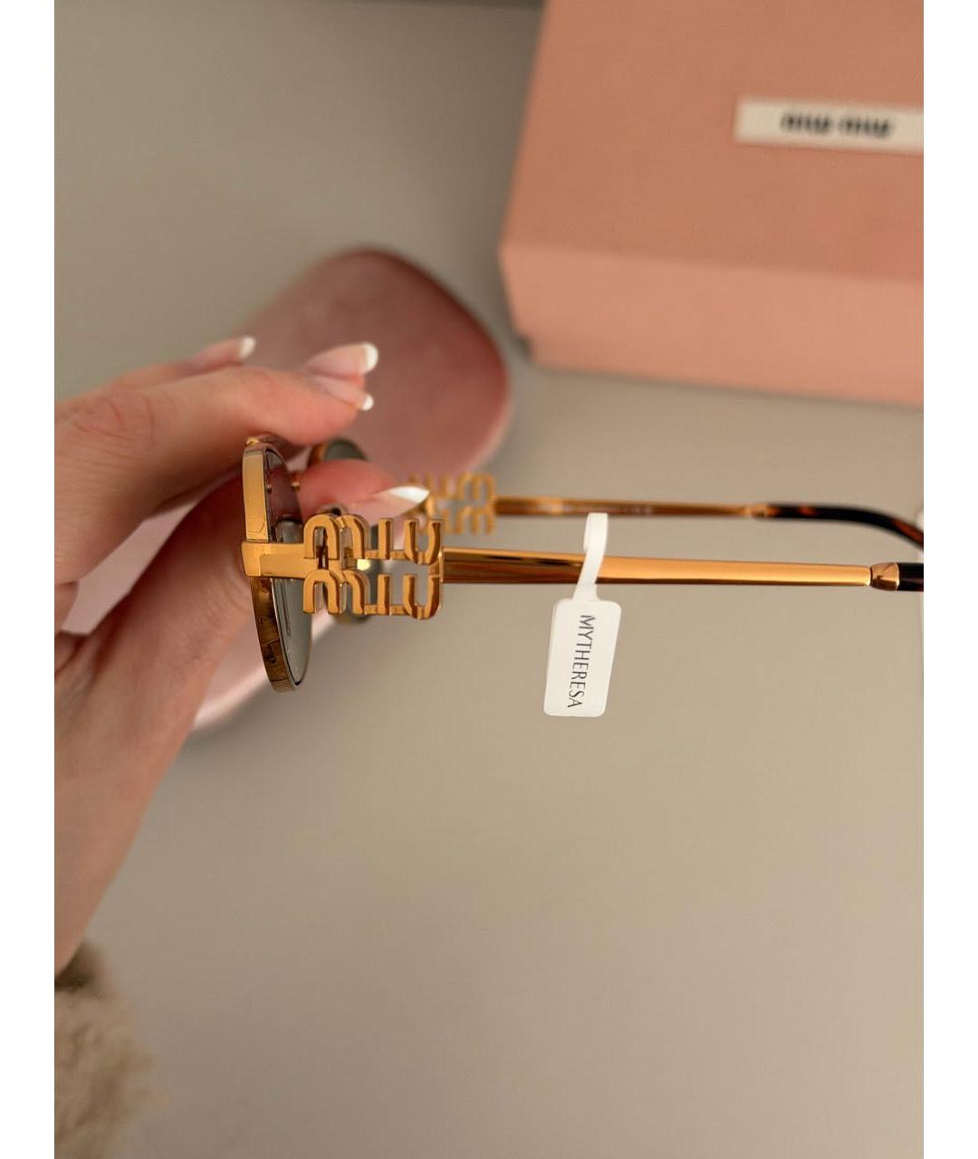 MIU MIU Коричневые металлические солнцезащитные очки, фото 4