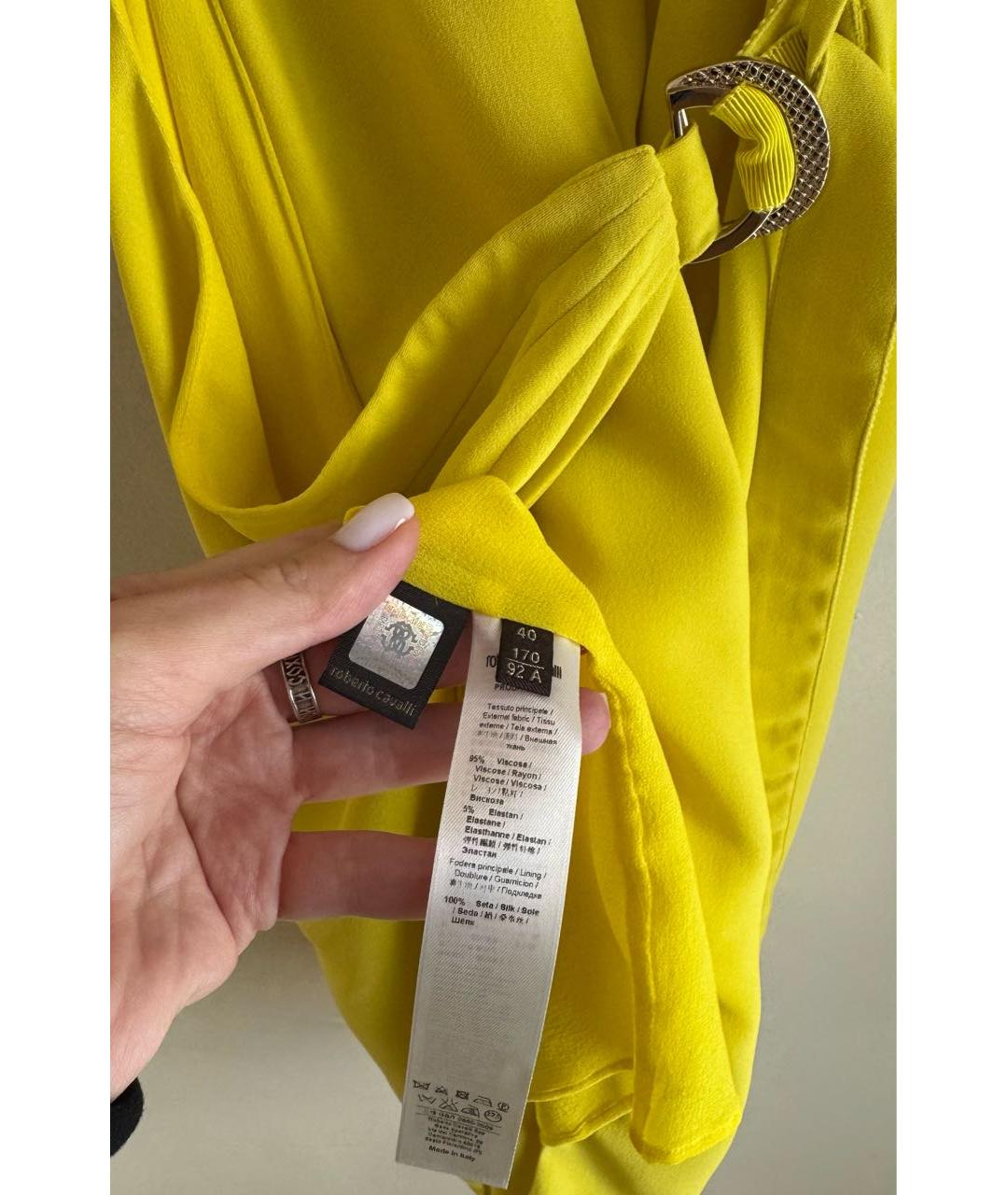 ROBERTO CAVALLI Желтое вискозное коктейльное платье, фото 7
