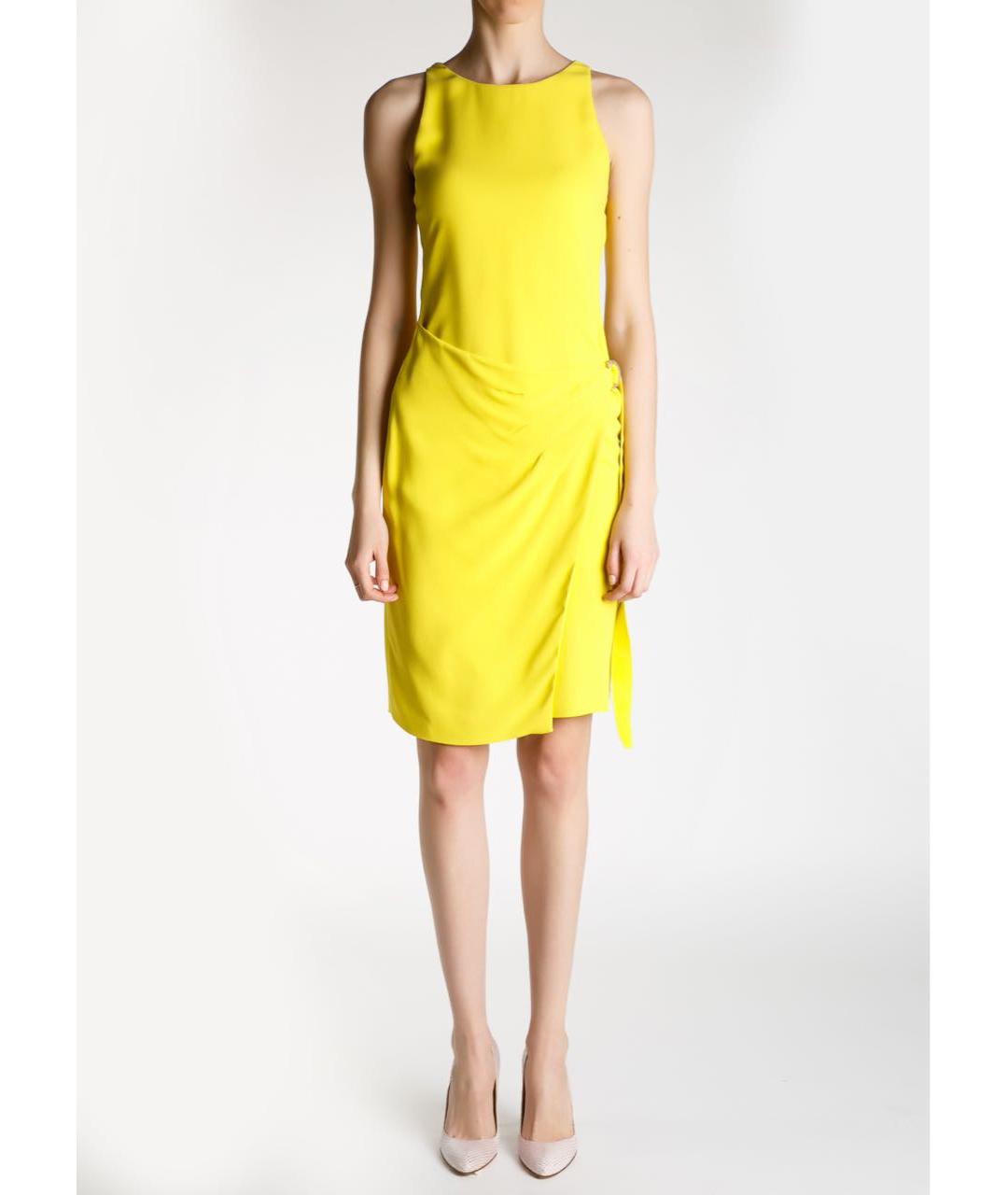ROBERTO CAVALLI Желтое вискозное коктейльное платье, фото 2
