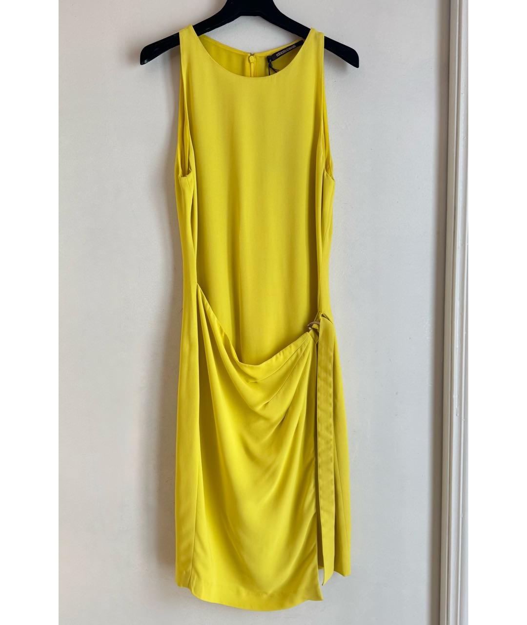 ROBERTO CAVALLI Желтое вискозное коктейльное платье, фото 9