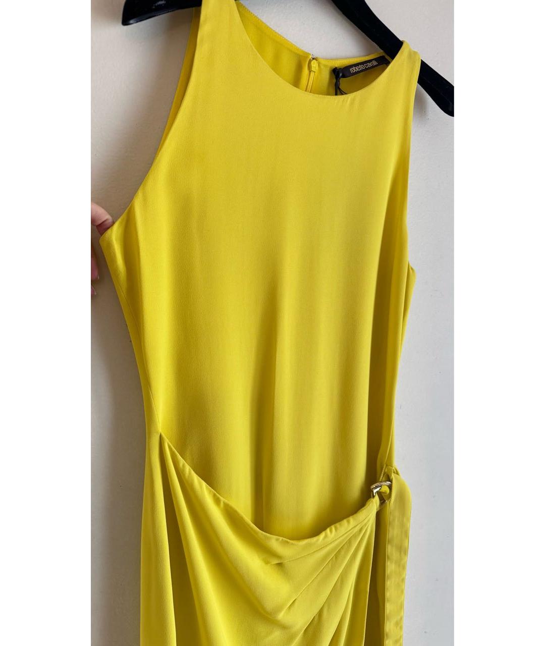 ROBERTO CAVALLI Желтое вискозное коктейльное платье, фото 5