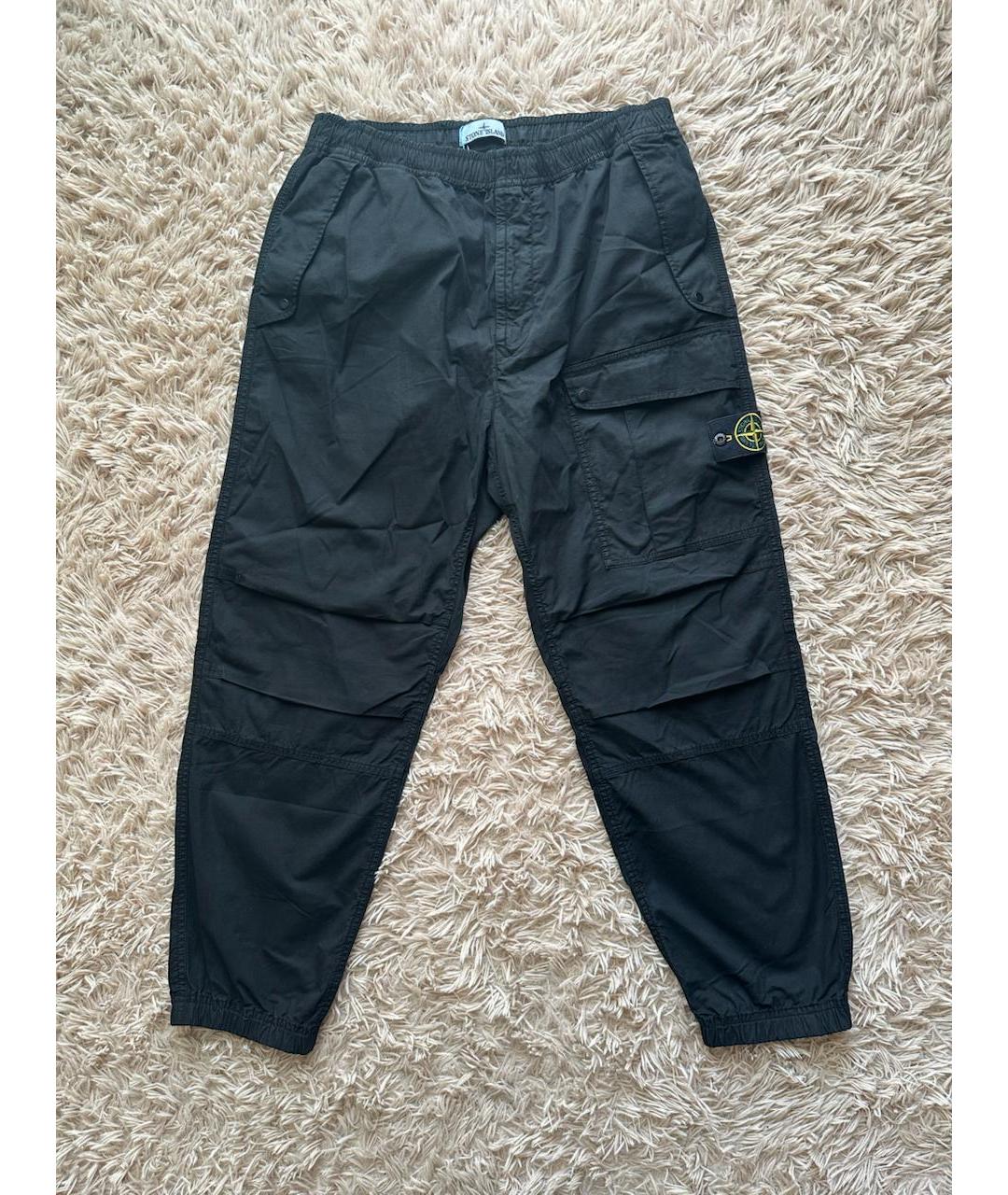 STONE ISLAND Черные хлопковые брюки чинос, фото 4