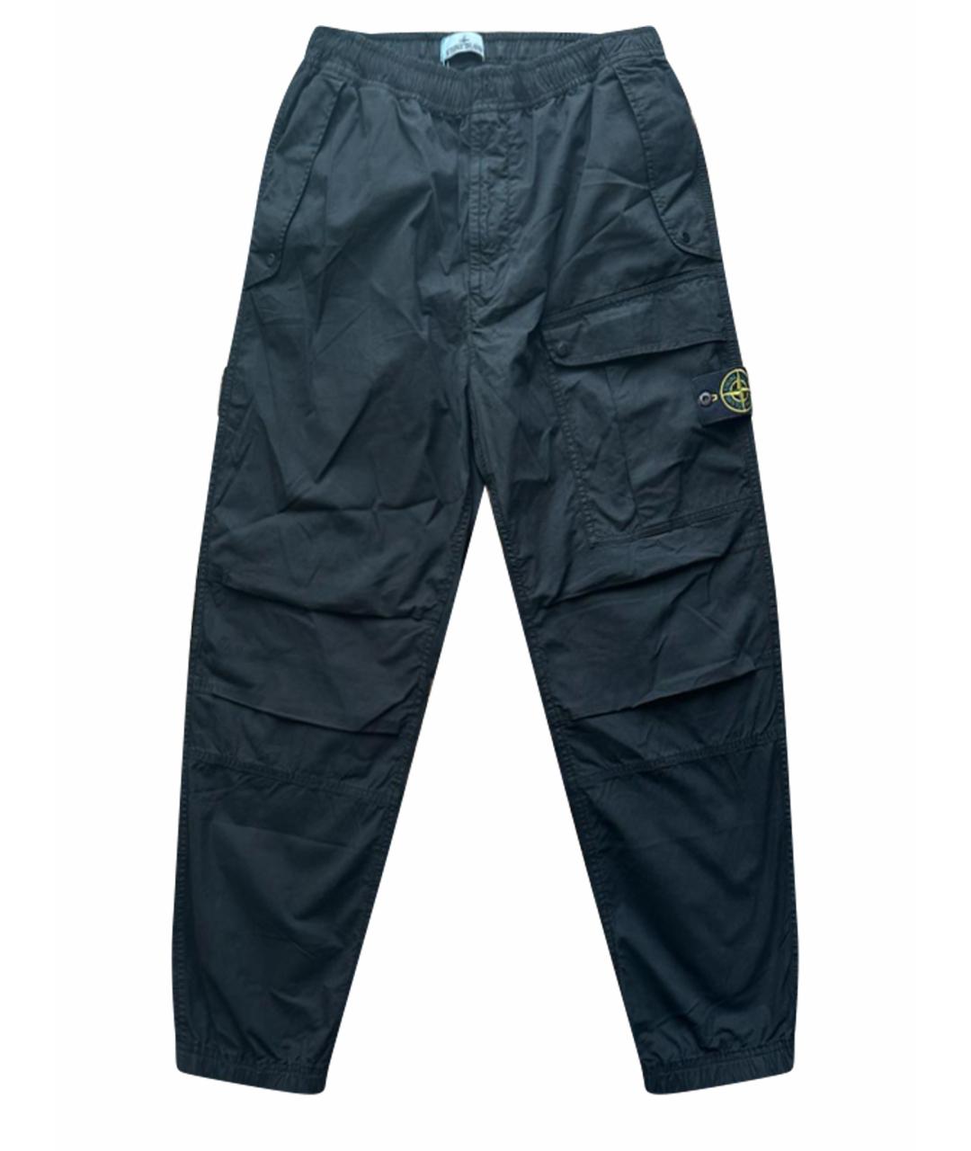 STONE ISLAND Черные хлопковые брюки чинос, фото 1