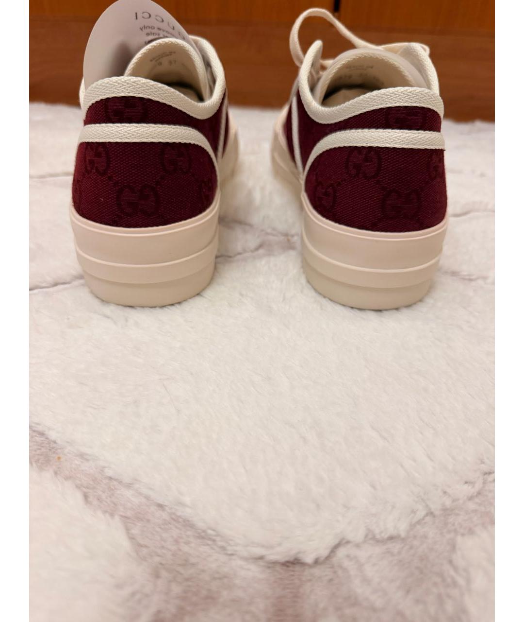 GUCCI Бордовые текстильные кеды, фото 4