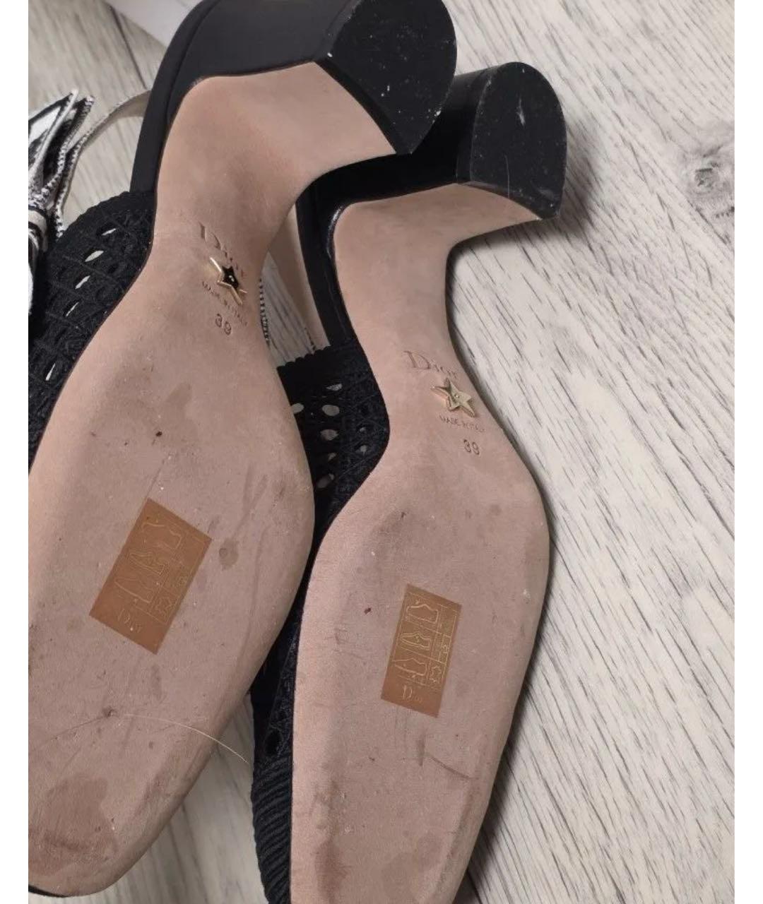 CHRISTIAN DIOR Черные кожаные лодочки на низком каблуке, фото 5