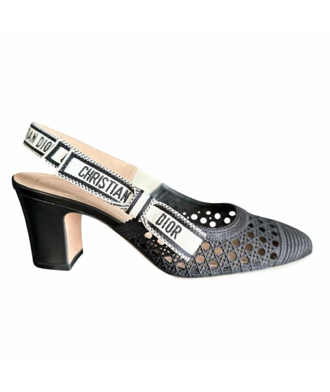 CHRISTIAN DIOR Черные кожаные лодочки на низком каблуке, фото 7