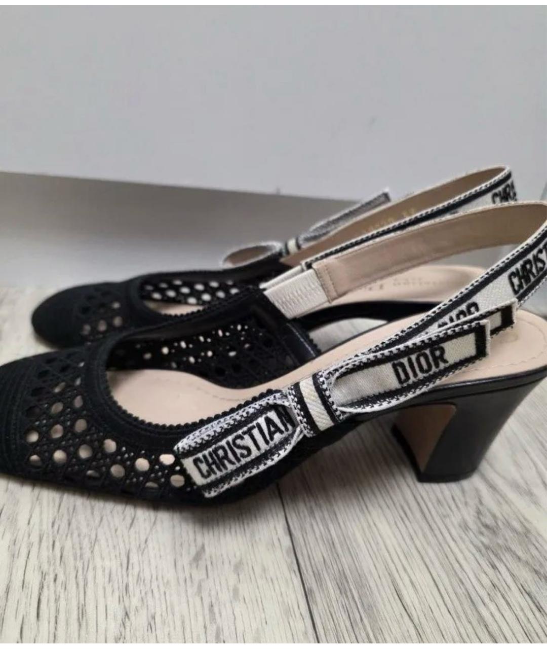 CHRISTIAN DIOR Черные кожаные лодочки на низком каблуке, фото 4