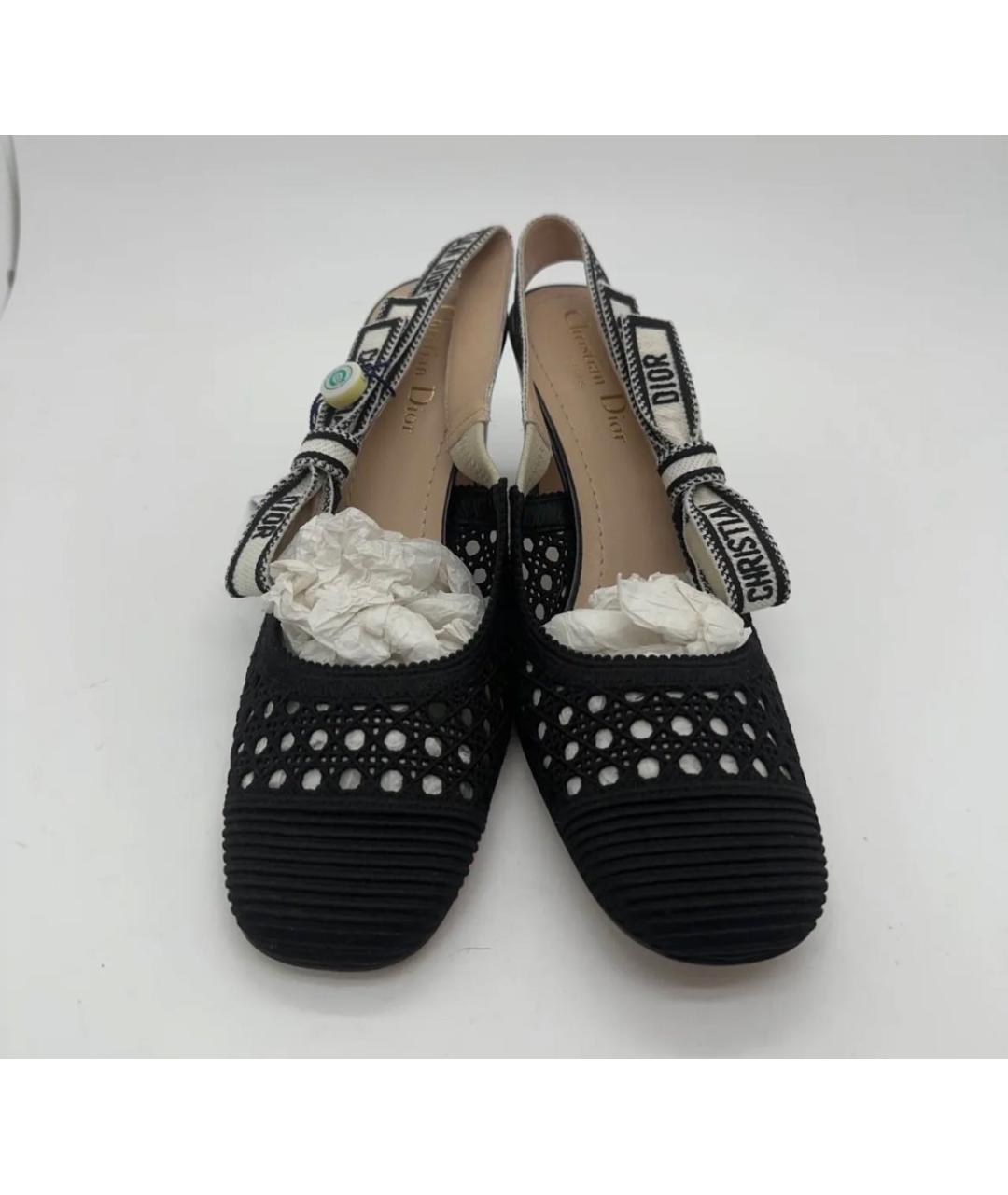 CHRISTIAN DIOR Черные кожаные лодочки на низком каблуке, фото 6