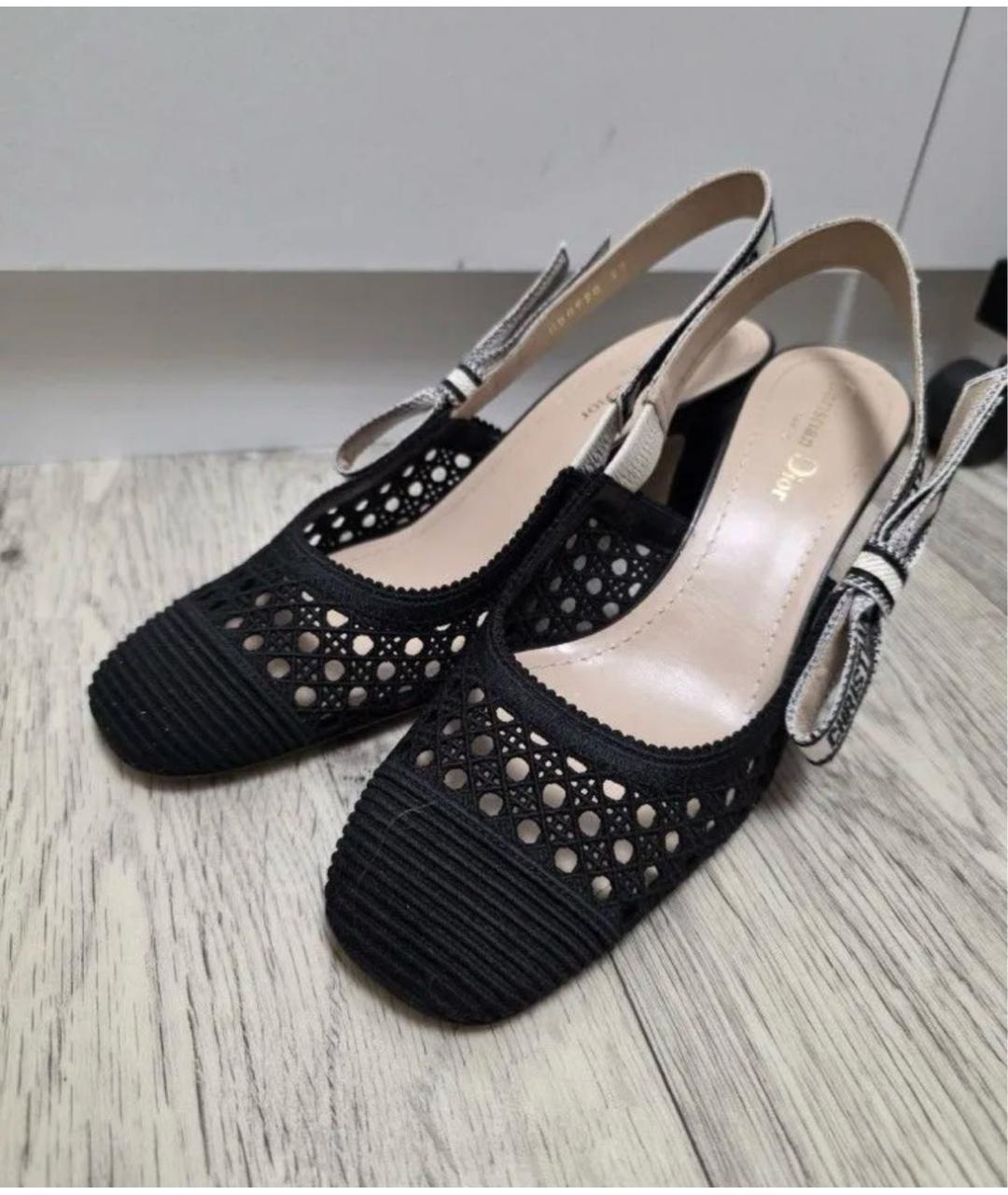 CHRISTIAN DIOR Черные кожаные лодочки на низком каблуке, фото 2