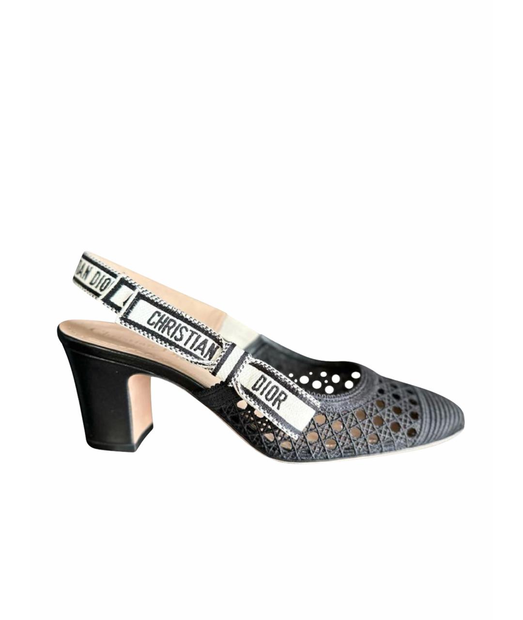 CHRISTIAN DIOR Черные кожаные лодочки на низком каблуке, фото 1