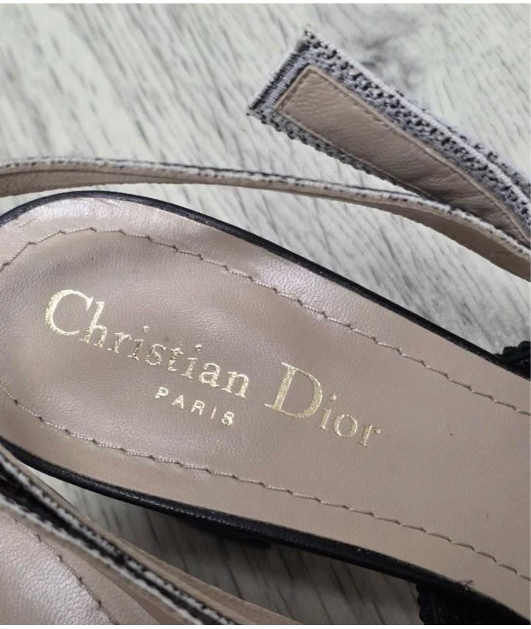 CHRISTIAN DIOR Черные кожаные лодочки на низком каблуке, фото 3