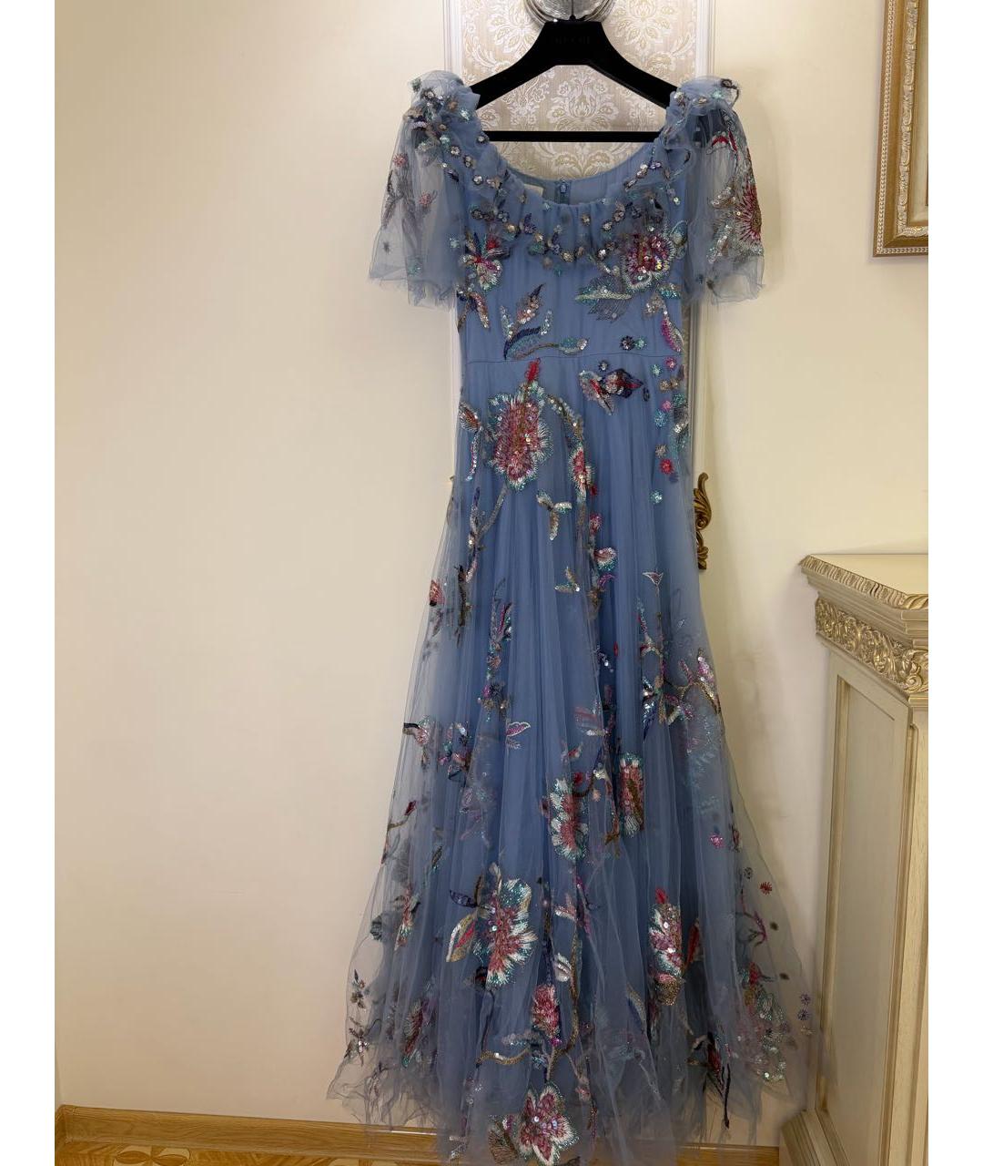 VALENTINO Голубое сетчатое вечернее платье, фото 2