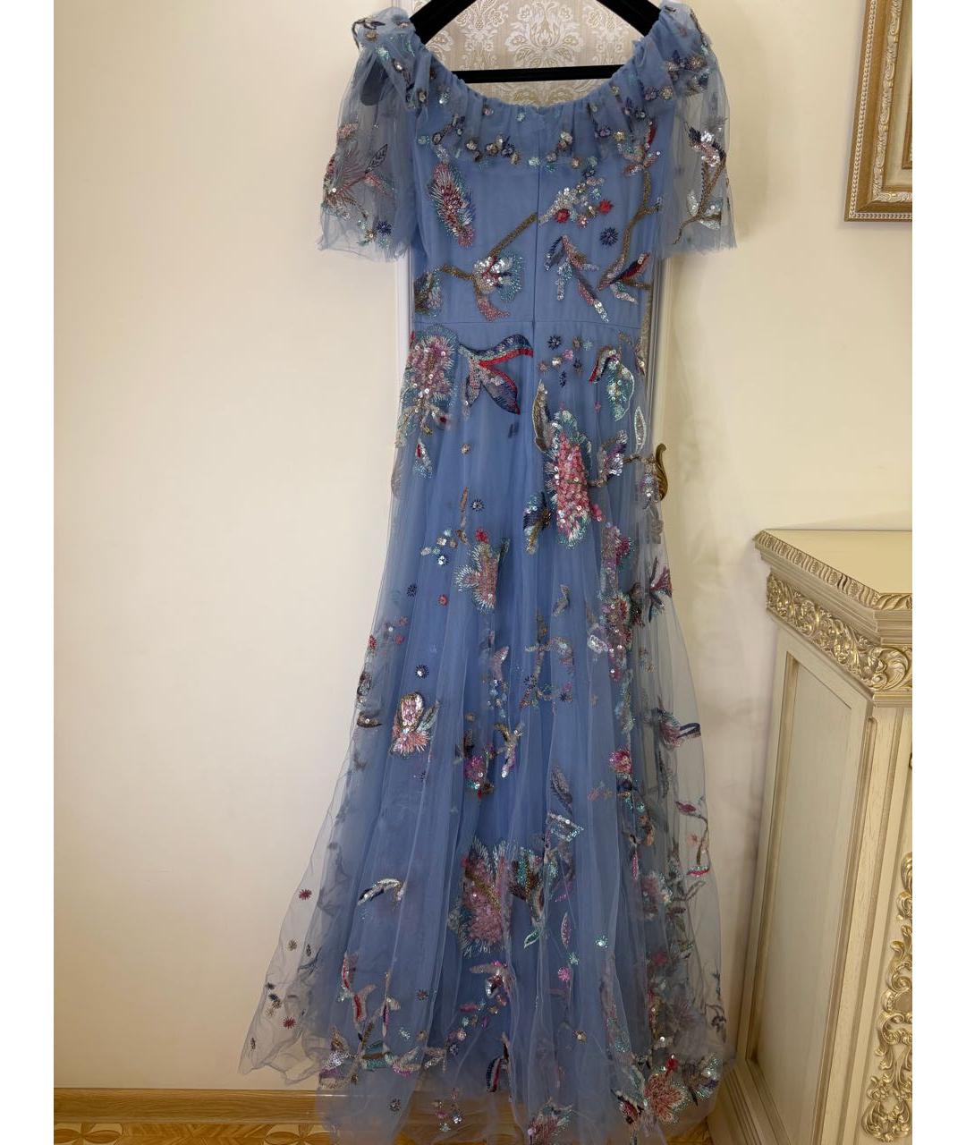 VALENTINO Голубое сетчатое вечернее платье, фото 3