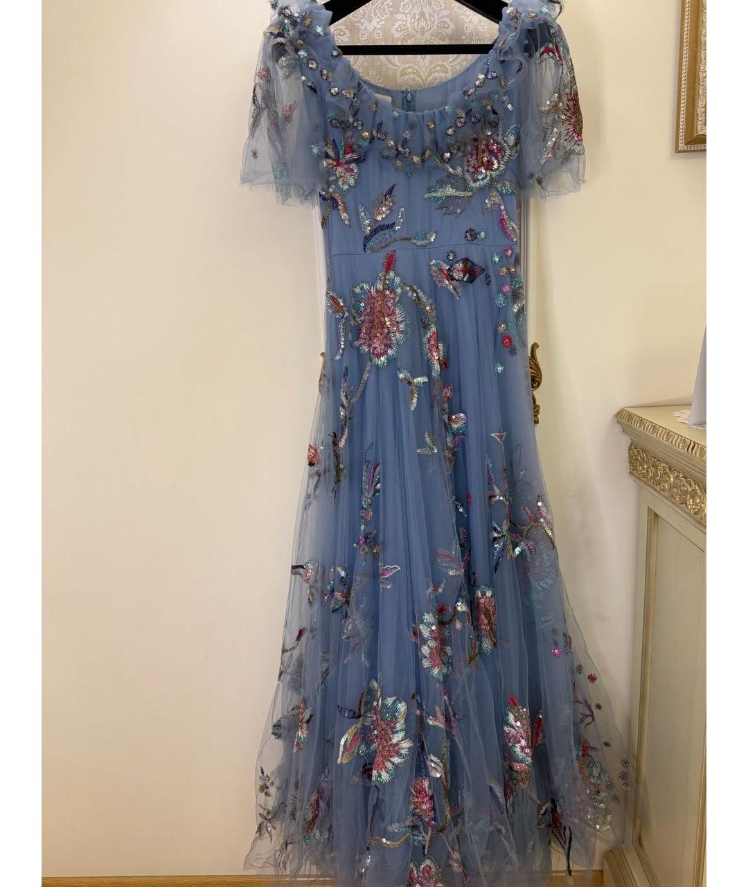 VALENTINO Голубое сетчатое вечернее платье, фото 9