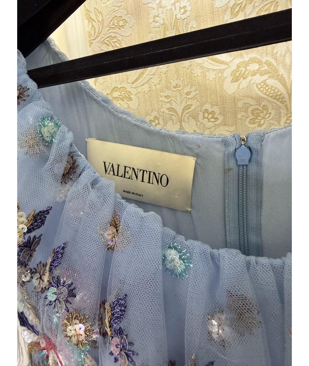 VALENTINO Голубое сетчатое вечернее платье, фото 5