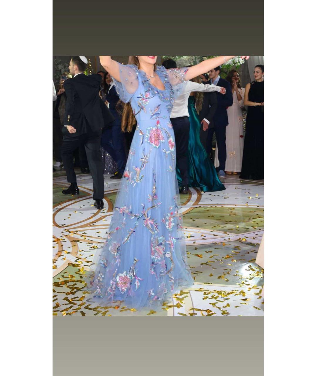 VALENTINO Голубое сетчатое вечернее платье, фото 6