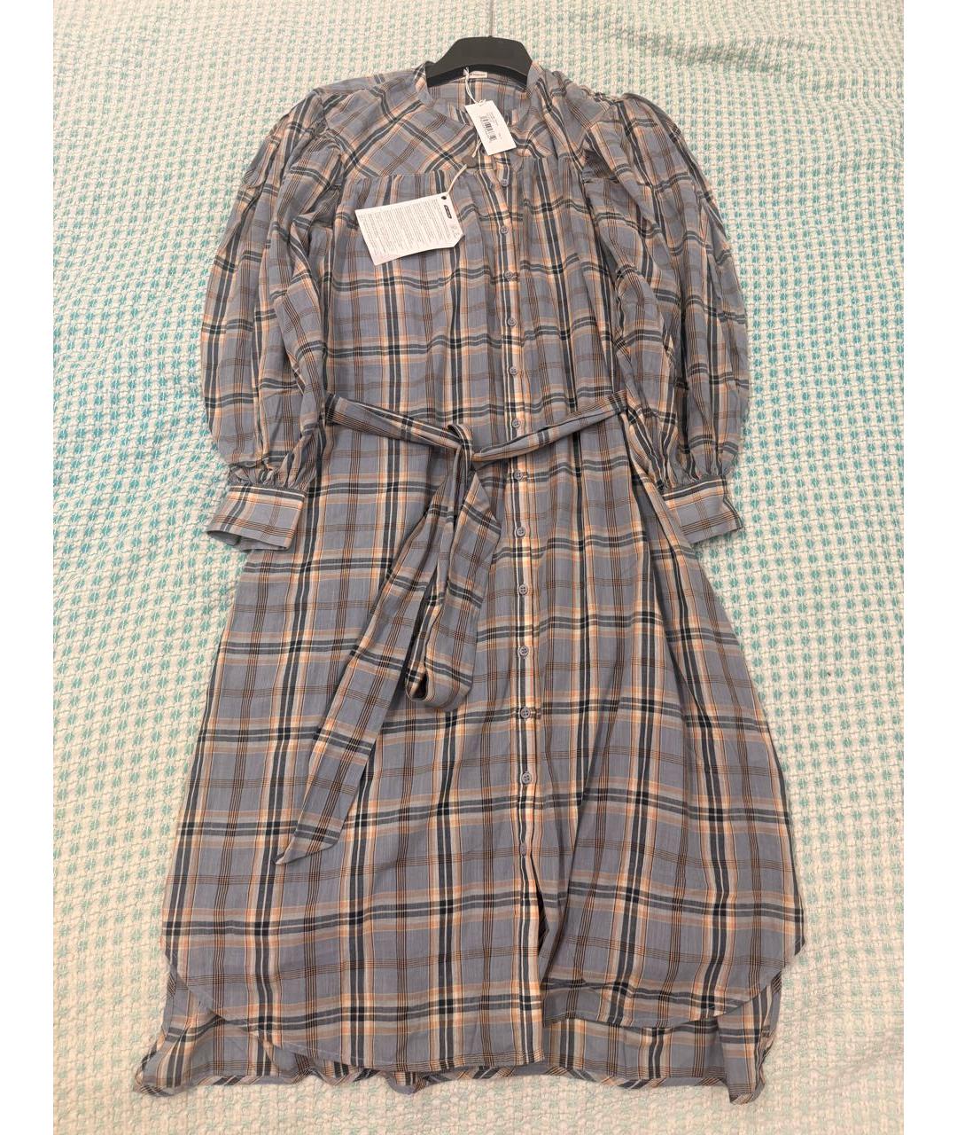 ULLA JOHNSON Голубое хлопковое повседневное платье, фото 2