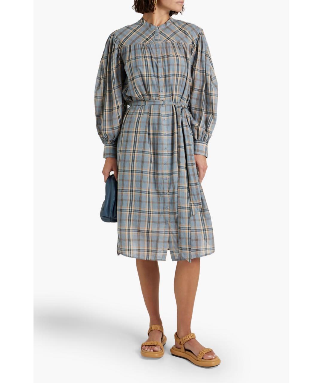 ULLA JOHNSON Голубое хлопковое повседневное платье, фото 7