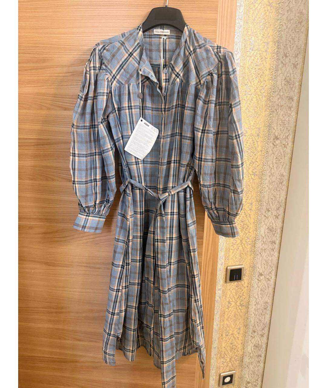 ULLA JOHNSON Голубое хлопковое повседневное платье, фото 6