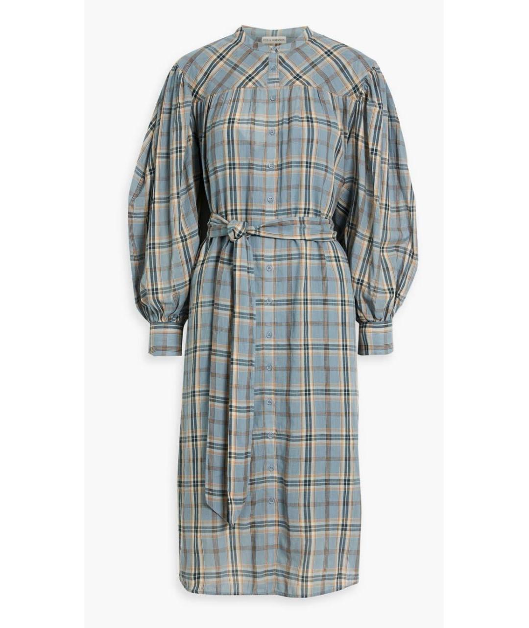 ULLA JOHNSON Голубое хлопковое повседневное платье, фото 9