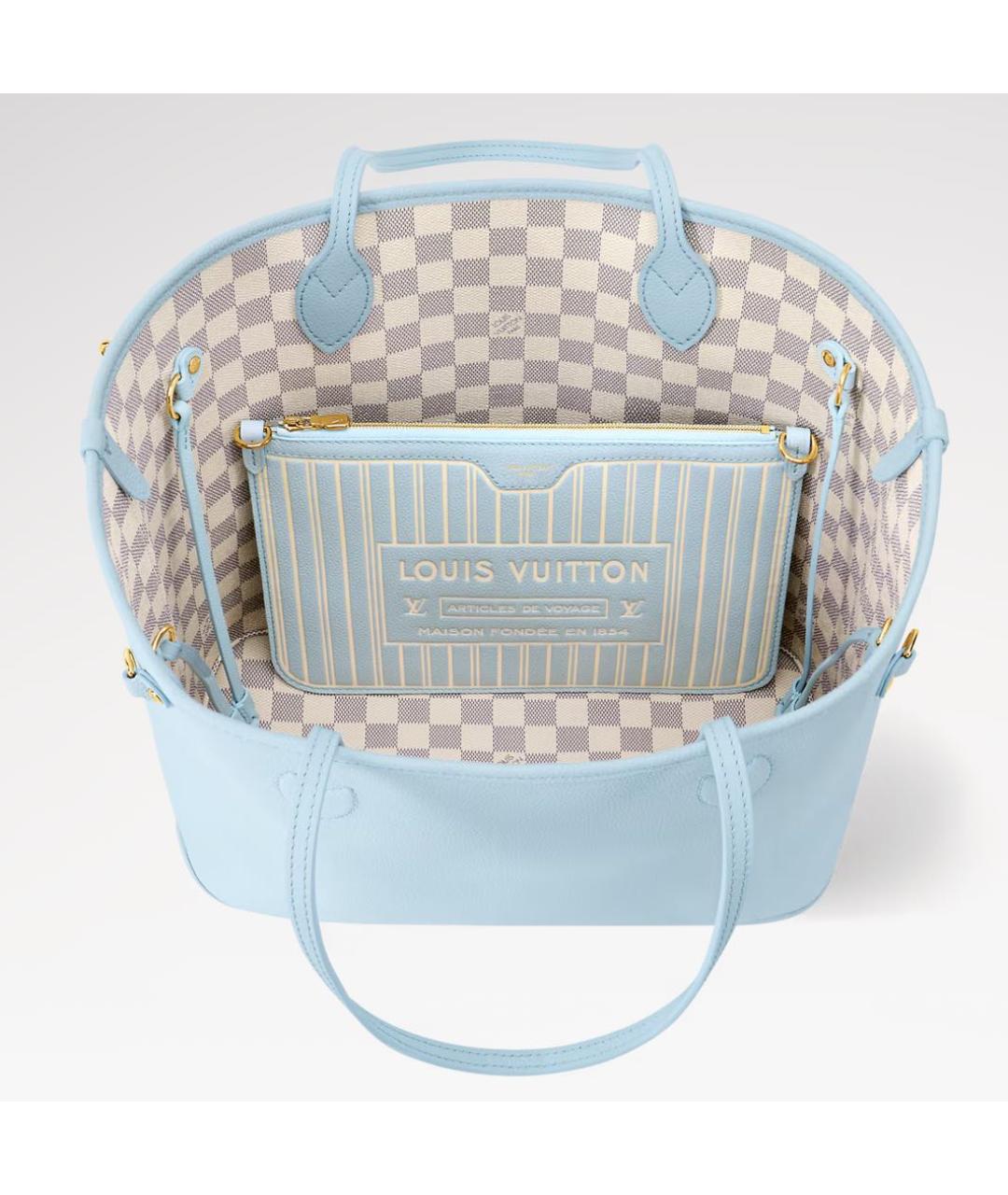 LOUIS VUITTON Голубая кожаная сумка тоут, фото 3