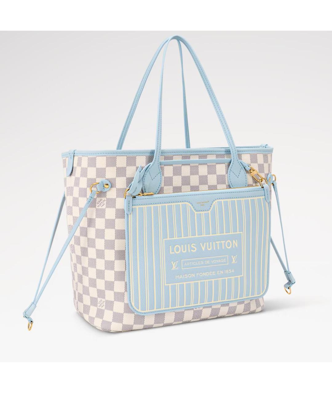 LOUIS VUITTON Голубая кожаная сумка тоут, фото 2