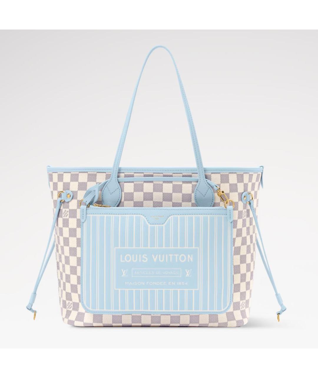 LOUIS VUITTON Голубая кожаная сумка тоут, фото 5