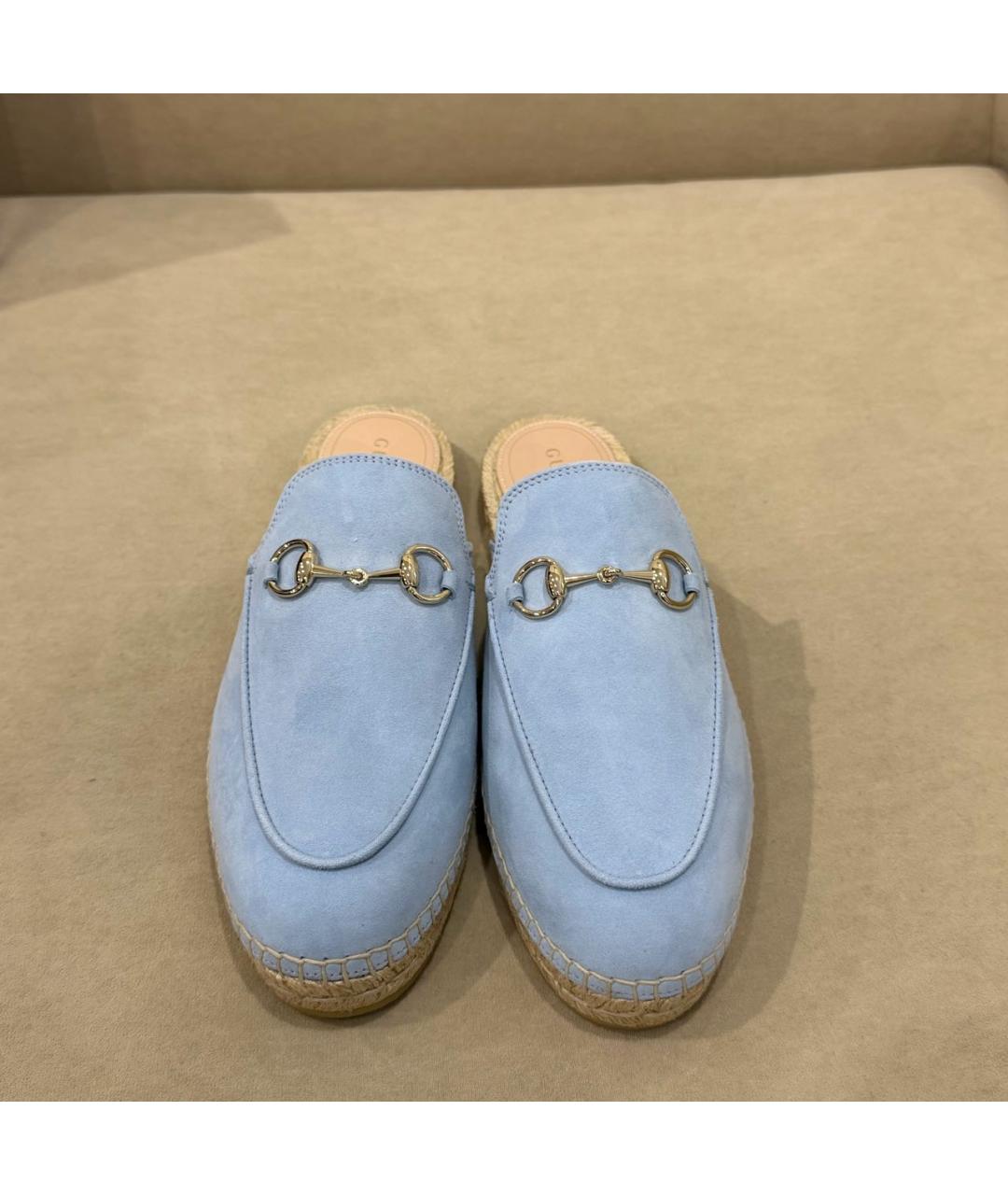GUCCI Голубые замшевые мюли, фото 2