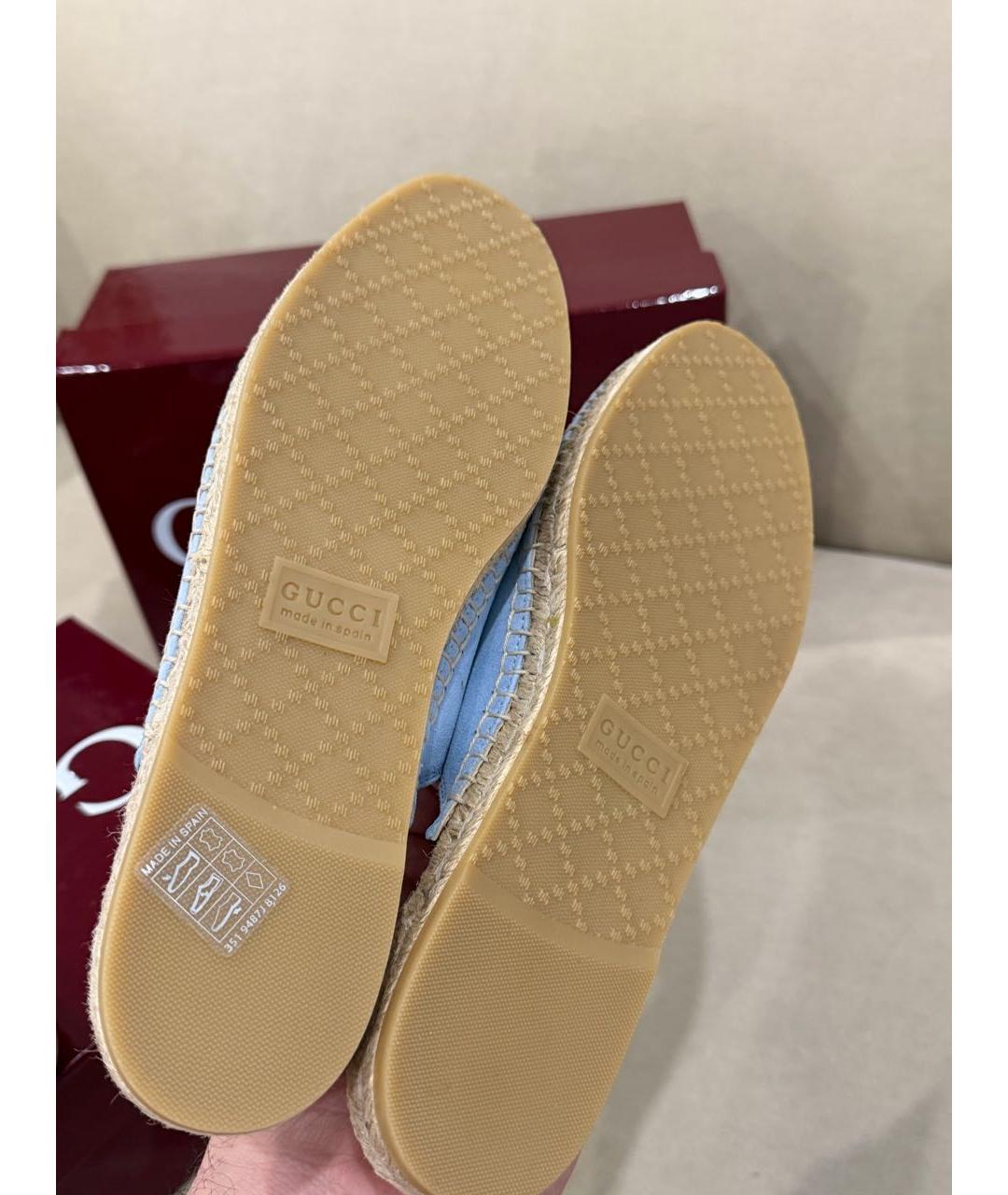 GUCCI Голубые замшевые мюли, фото 5