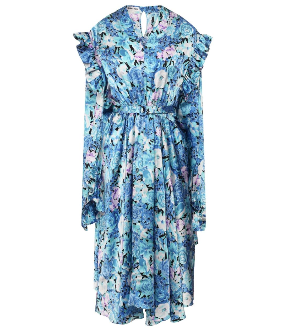 BALENCIAGA Голубое шелковое повседневное платье, фото 4