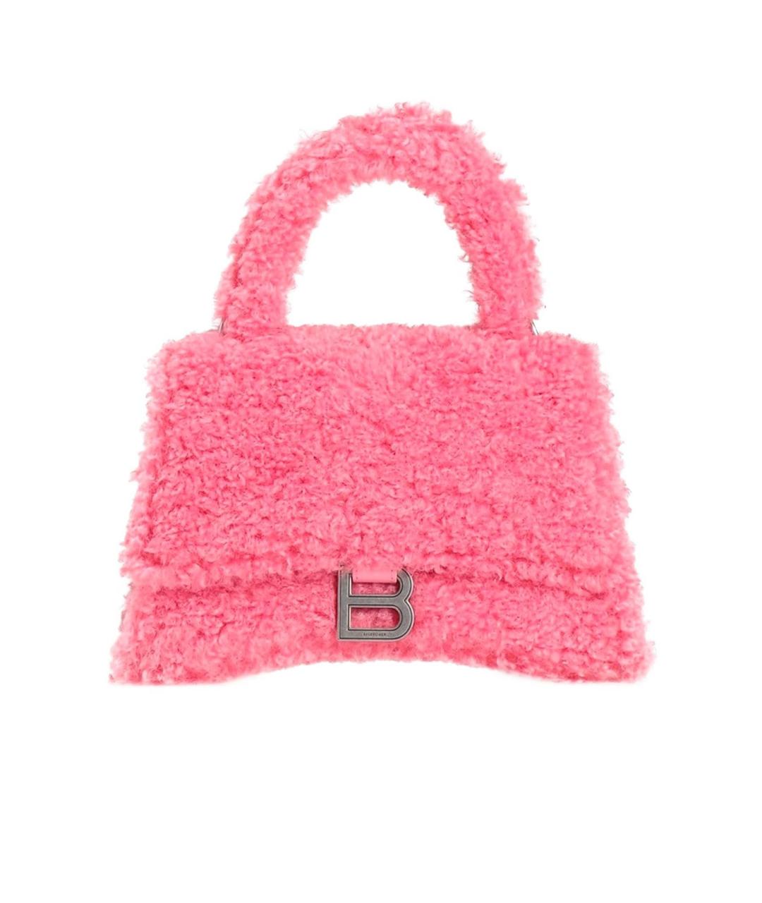 BALENCIAGA Розовая меховая сумка с короткими ручками, фото 1