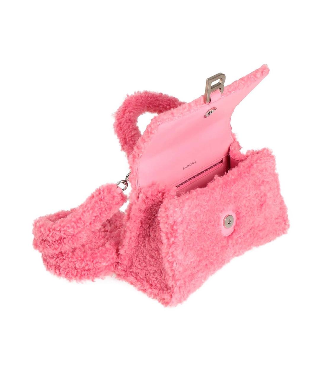 BALENCIAGA Розовая меховая сумка с короткими ручками, фото 2