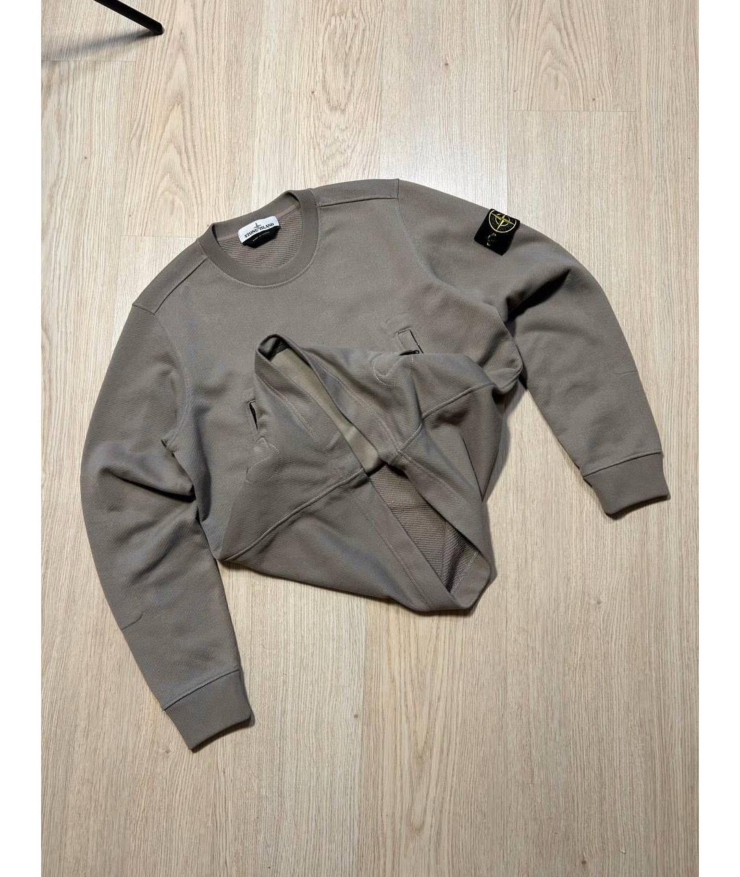 STONE ISLAND Бежевый хлопковый джемпер / свитер, фото 2