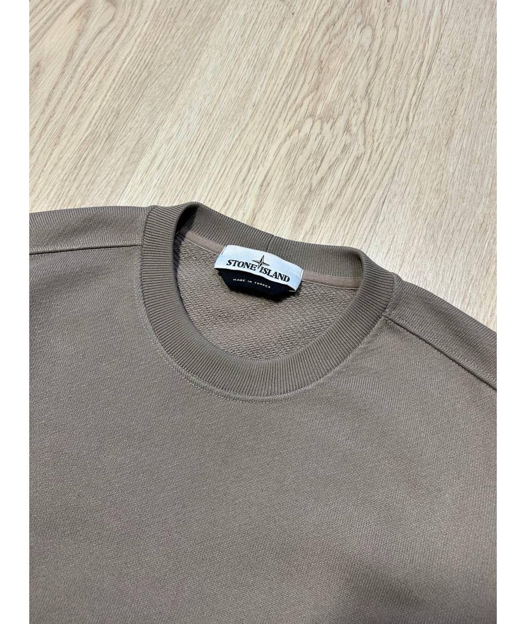 STONE ISLAND Бежевый хлопковый джемпер / свитер, фото 4