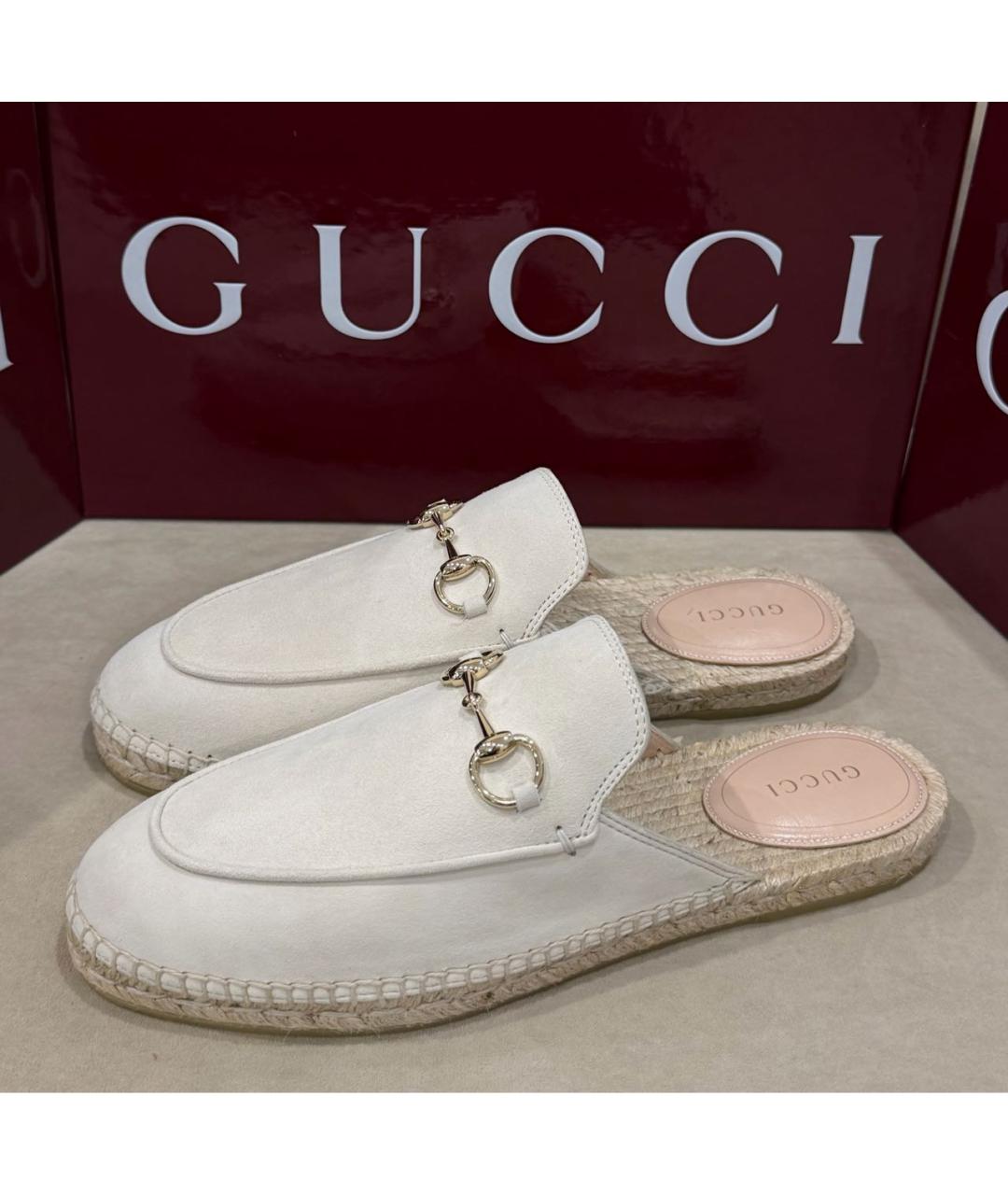 GUCCI Бежевые замшевые мюли, фото 6