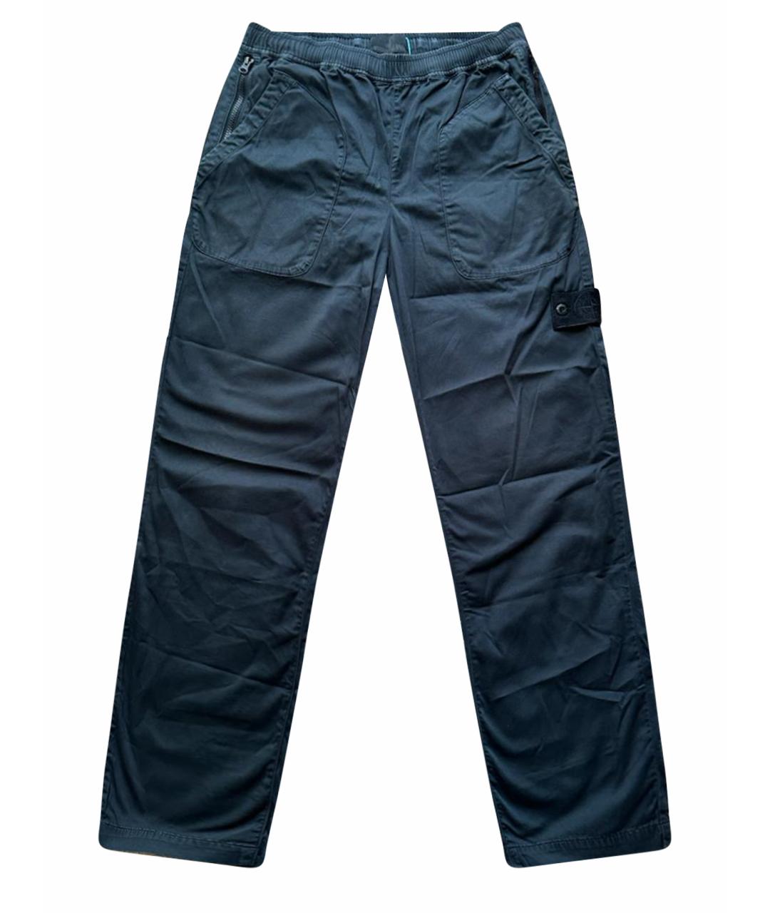STONE ISLAND Темно-синие хлопковые повседневные брюки, фото 1