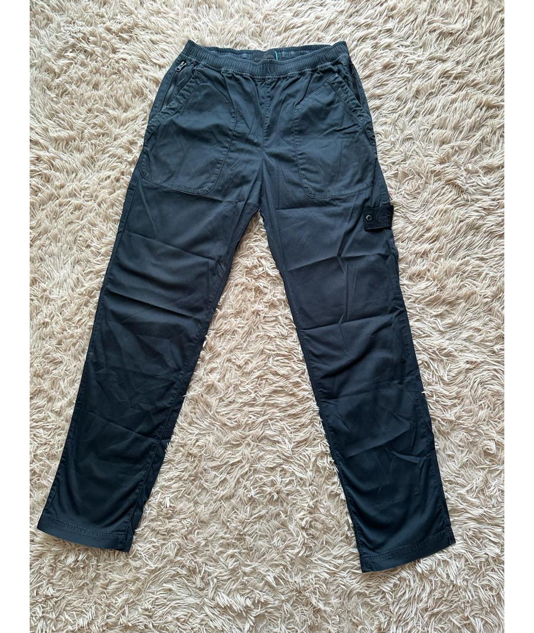 STONE ISLAND Темно-синие хлопковые повседневные брюки, фото 4