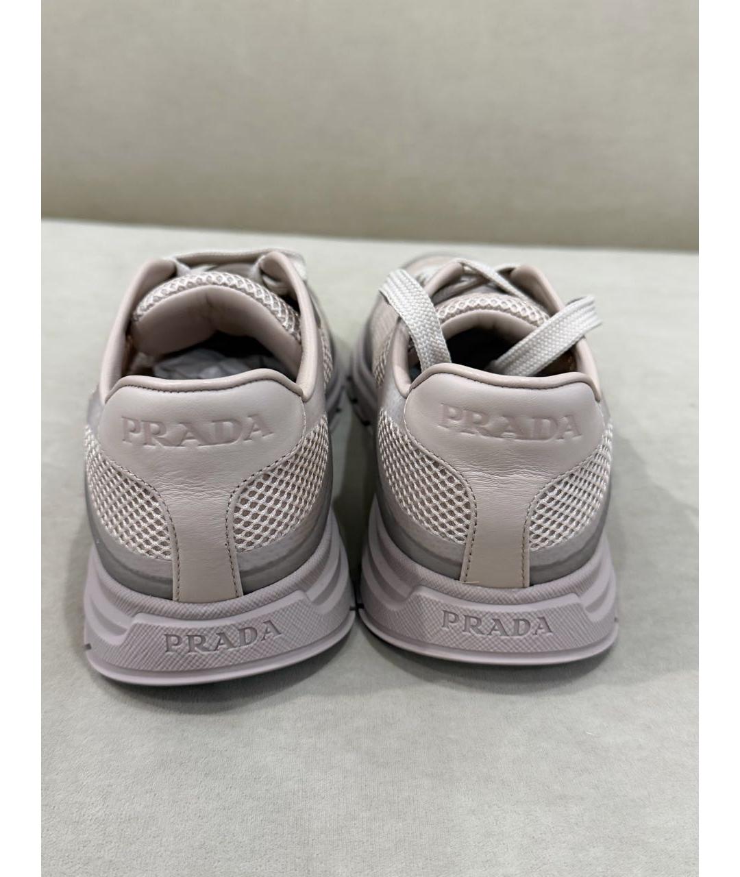 PRADA Бежевые текстильные кроссовки, фото 4